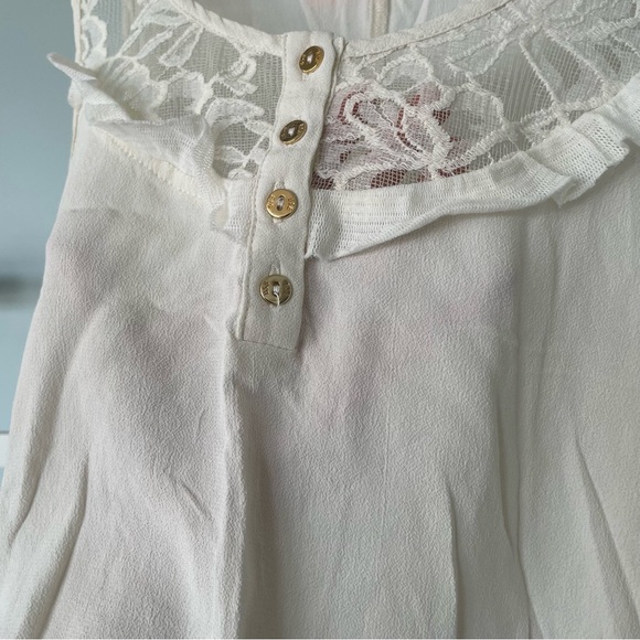 BSB Fashion Off White Cream / Beige Sleeveless Layered Lace Top - Picture 6 of 9